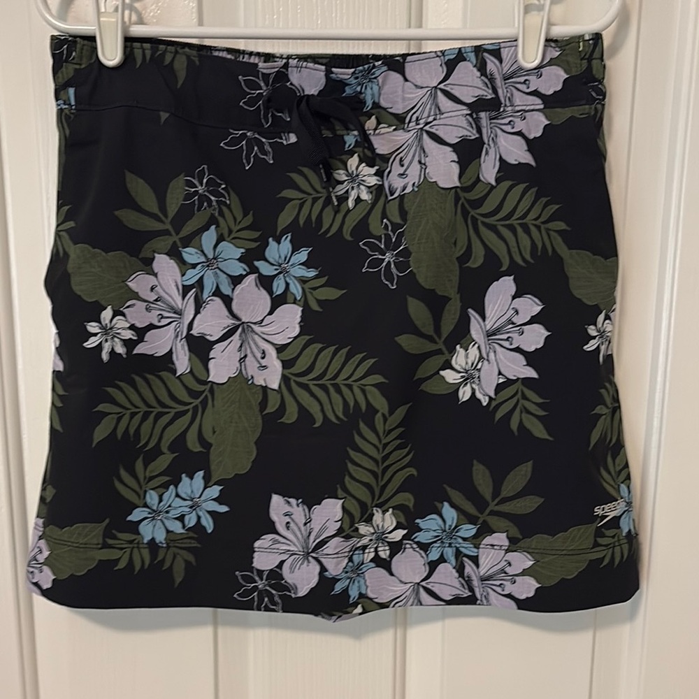 Speedo Black Floral Swim Skirt